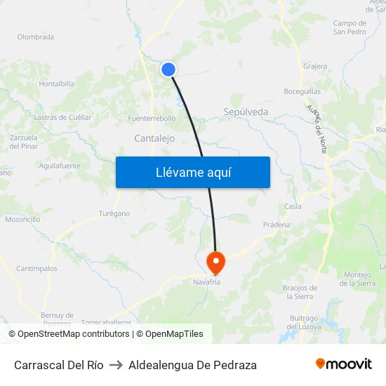 Carrascal Del Río to Aldealengua De Pedraza map