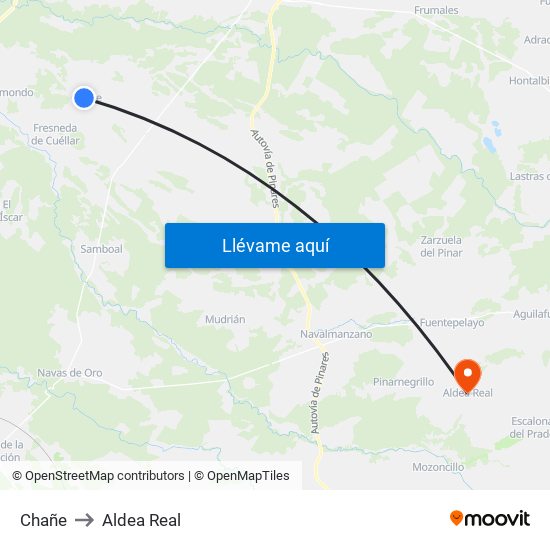 Chañe to Aldea Real map