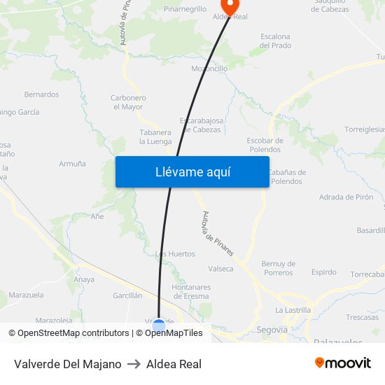 Valverde Del Majano to Aldea Real map