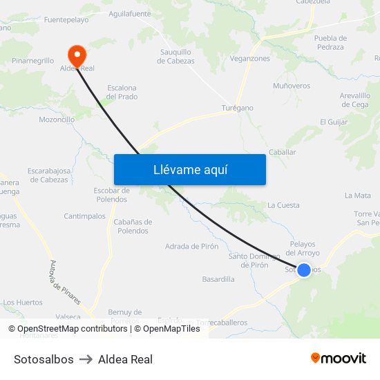 Sotosalbos to Aldea Real map