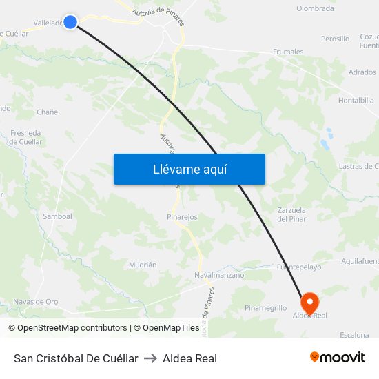 San Cristóbal De Cuéllar to Aldea Real map