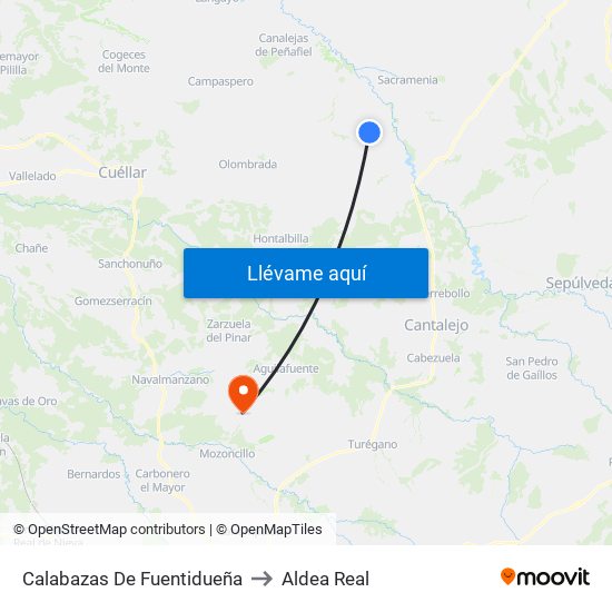 Calabazas De Fuentidueña to Aldea Real map