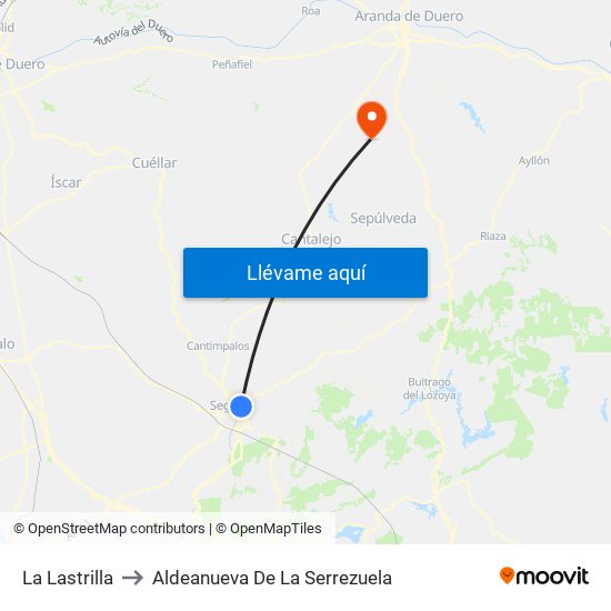 La Lastrilla to Aldeanueva De La Serrezuela map