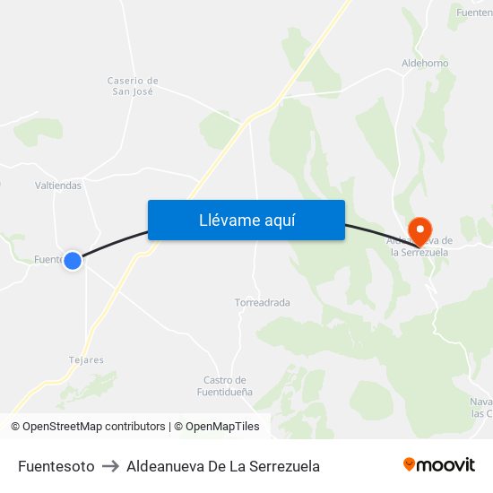 Fuentesoto to Aldeanueva De La Serrezuela map