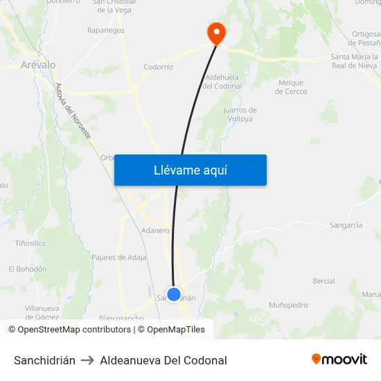 Sanchidrián to Aldeanueva Del Codonal map