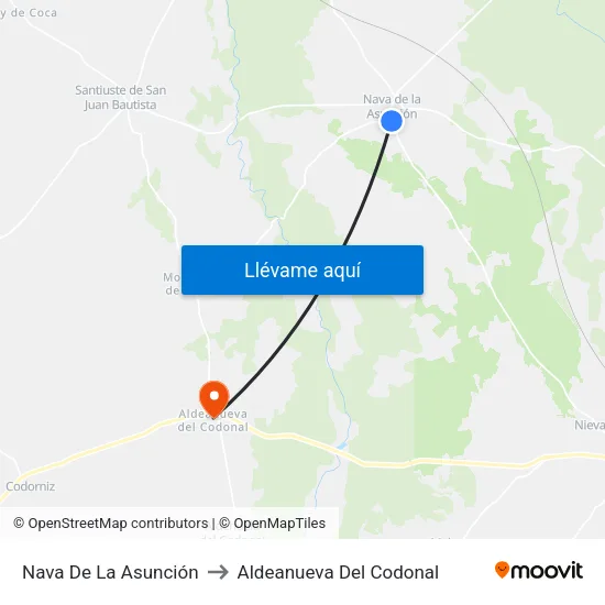 Nava De La Asunción to Aldeanueva Del Codonal map