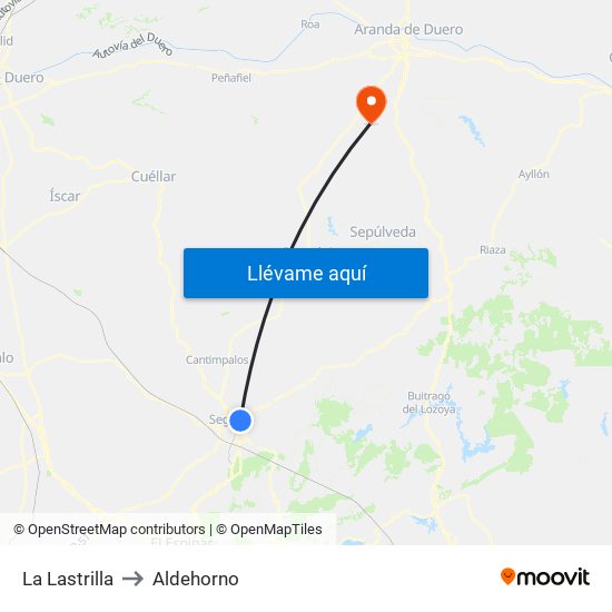 La Lastrilla to Aldehorno map