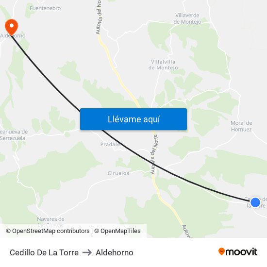 Cedillo De La Torre to Aldehorno map