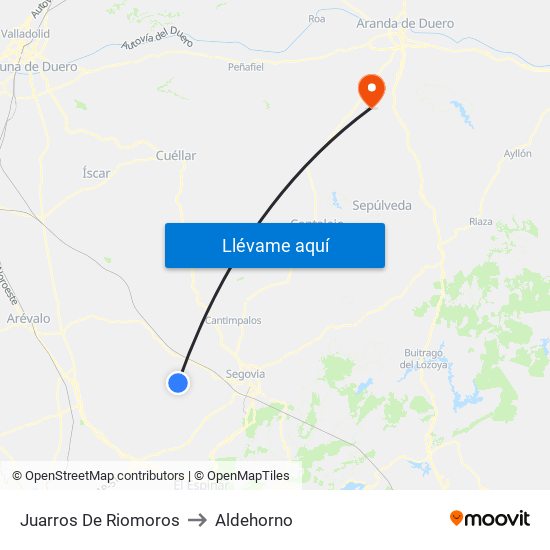 Juarros De Riomoros to Aldehorno map