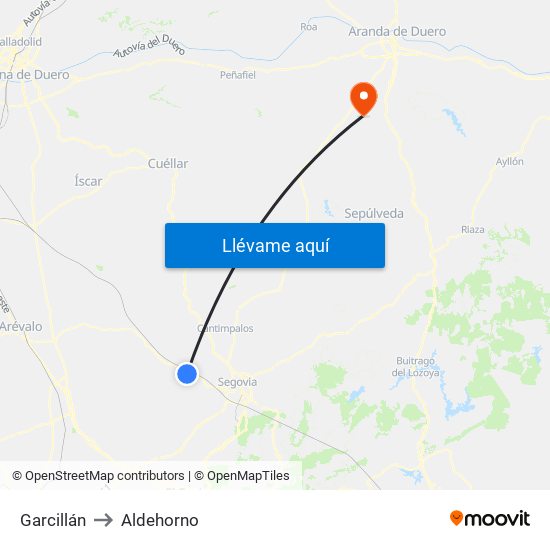 Garcillán to Aldehorno map