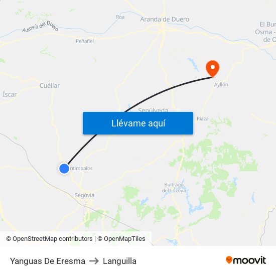 Yanguas De Eresma to Languilla map