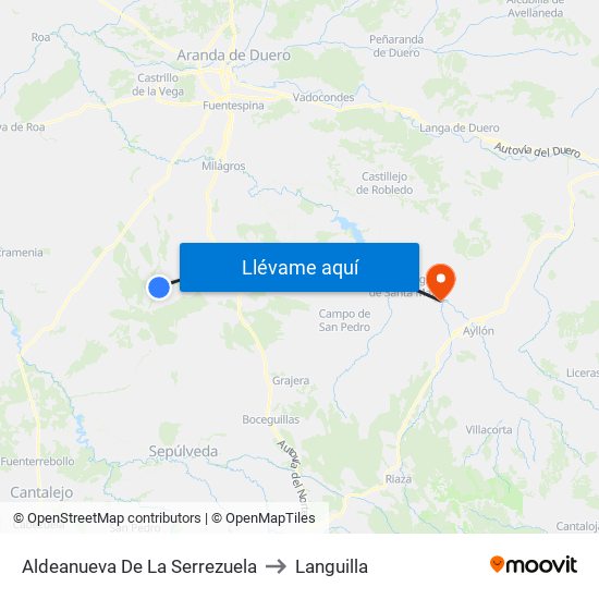Aldeanueva De La Serrezuela to Languilla map