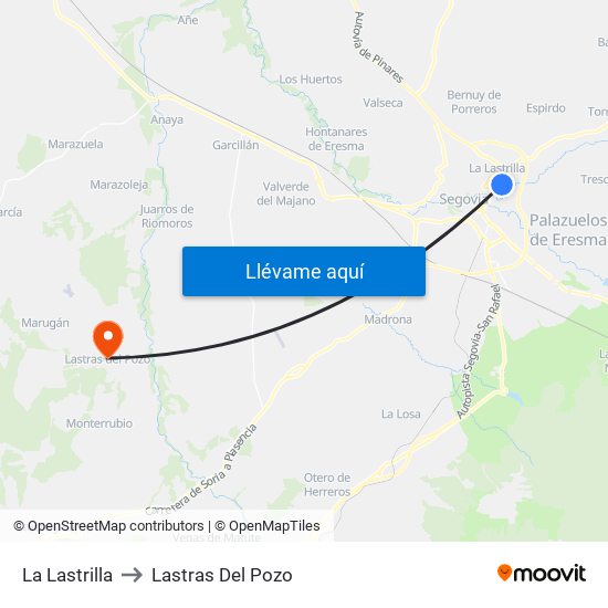 La Lastrilla to Lastras Del Pozo map