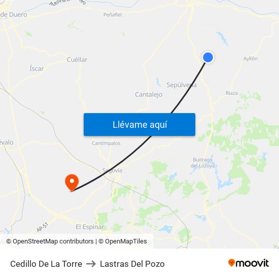 Cedillo De La Torre to Lastras Del Pozo map