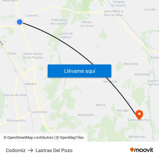 Codorniz to Lastras Del Pozo map