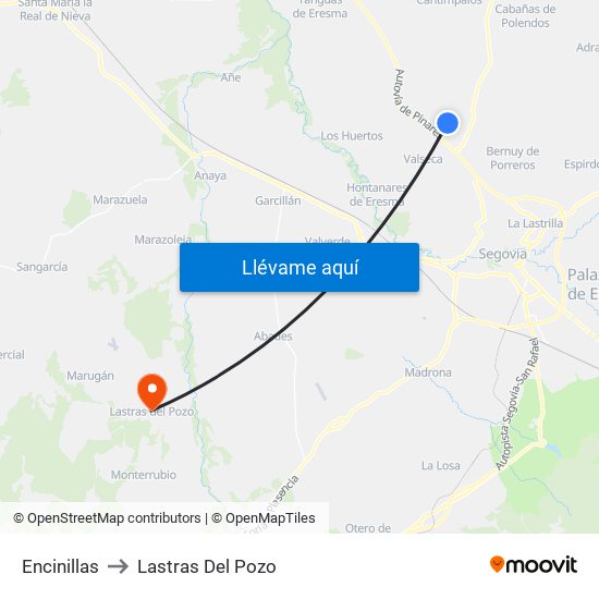 Encinillas to Lastras Del Pozo map