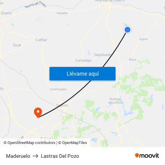 Maderuelo to Lastras Del Pozo map