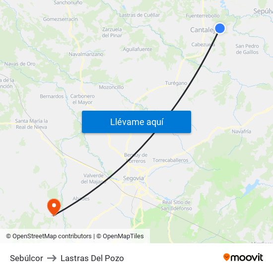 Sebúlcor to Lastras Del Pozo map