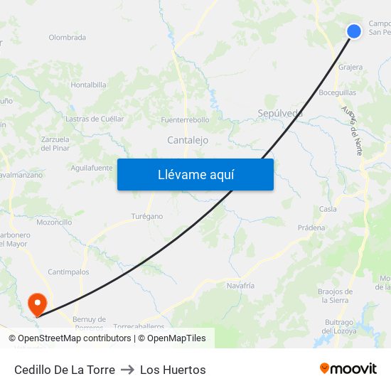Cedillo De La Torre to Los Huertos map