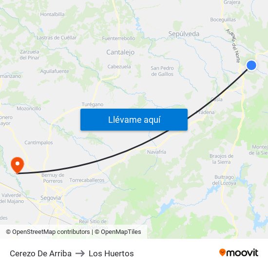 Cerezo De Arriba to Los Huertos map