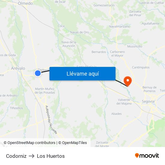 Codorniz to Los Huertos map