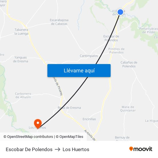 Escobar De Polendos to Los Huertos map