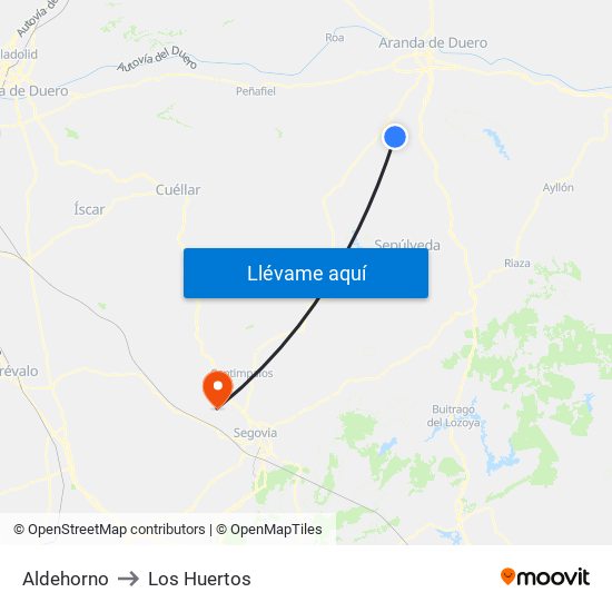 Aldehorno to Los Huertos map
