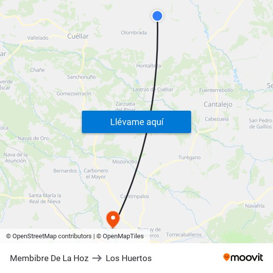 Membibre De La Hoz to Los Huertos map