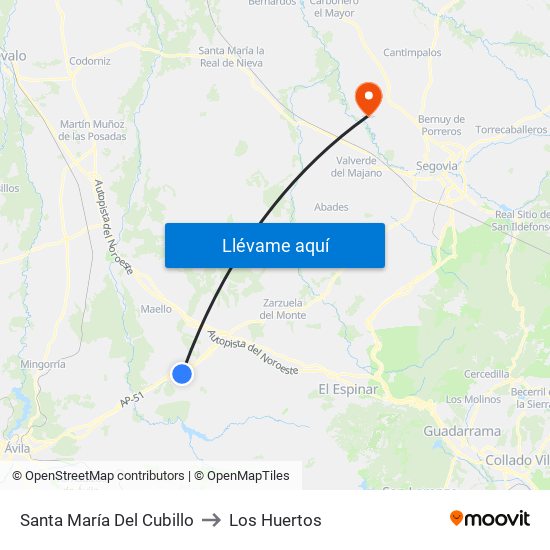 Santa María Del Cubillo to Los Huertos map