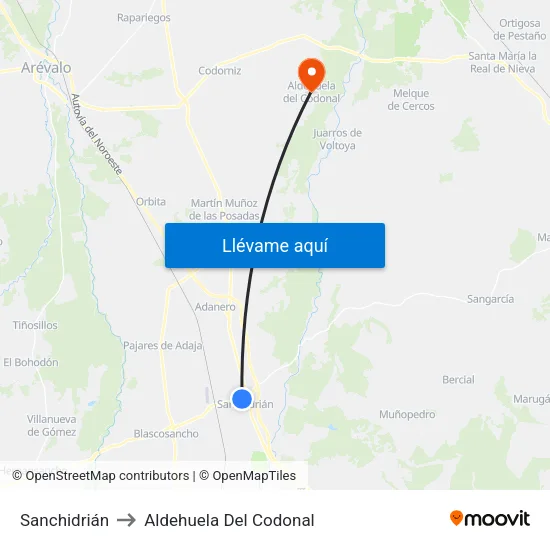 Sanchidrián to Aldehuela Del Codonal map