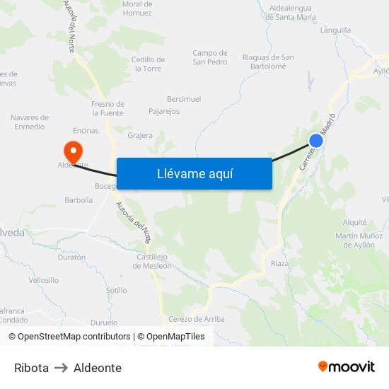 Ribota to Aldeonte map