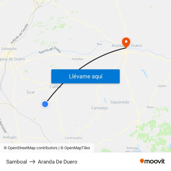 Samboal to Aranda De Duero map
