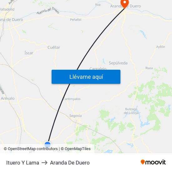 Ituero Y Lama to Aranda De Duero map