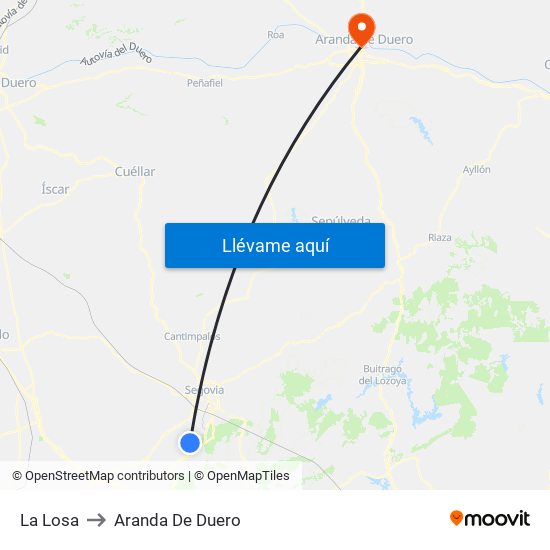 La Losa to Aranda De Duero map