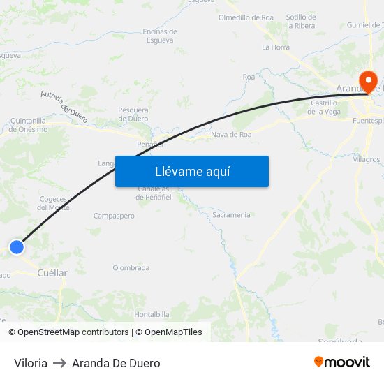 Viloria to Aranda De Duero map