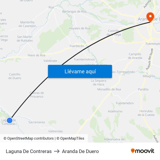 Laguna De Contreras to Aranda De Duero map