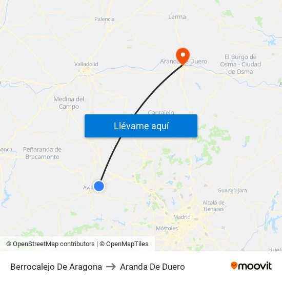 Berrocalejo De Aragona to Aranda De Duero map