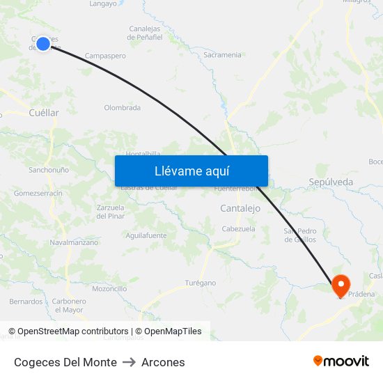 Cogeces Del Monte to Arcones map