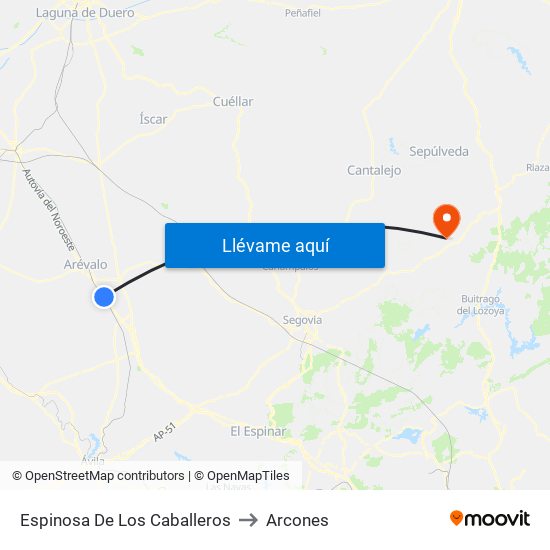 Espinosa De Los Caballeros to Arcones map