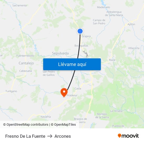 Fresno De La Fuente to Arcones map