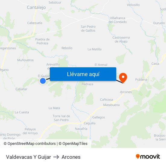 Valdevacas Y Guijar to Arcones map