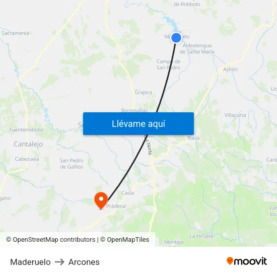 Maderuelo to Arcones map