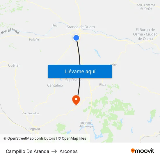 Campillo De Aranda to Arcones map