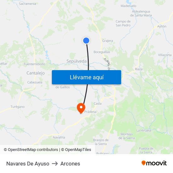 Navares De Ayuso to Arcones map