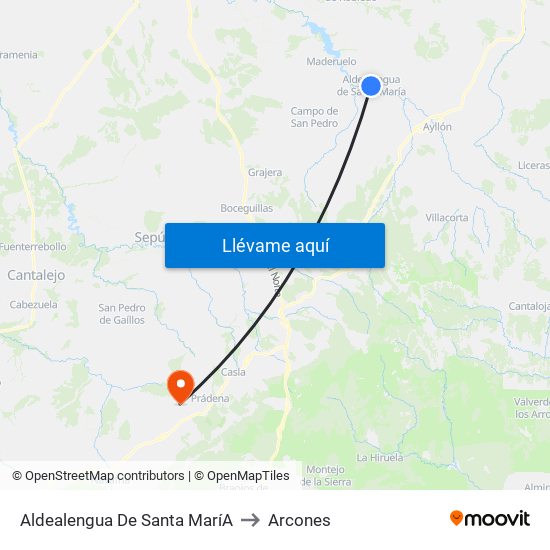 Aldealengua De Santa Marí­A to Arcones map