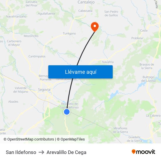 San Ildefonso to Arevalillo De Cega map
