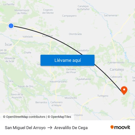 San Miguel Del Arroyo to Arevalillo De Cega map