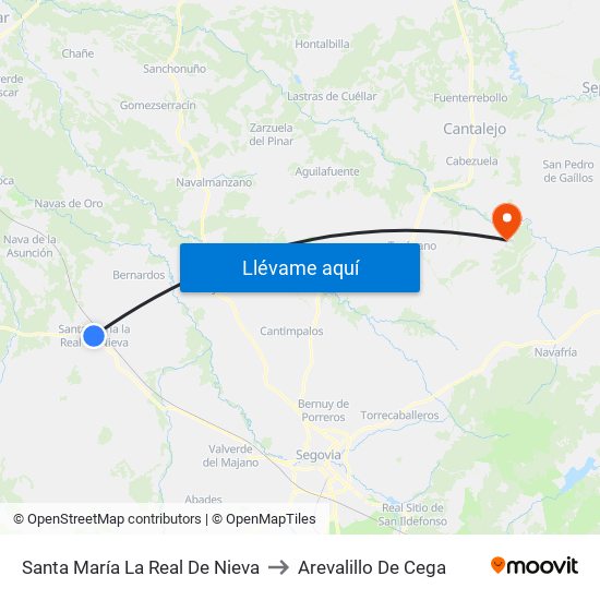 Santa María  La Real De Nieva to Arevalillo De Cega map