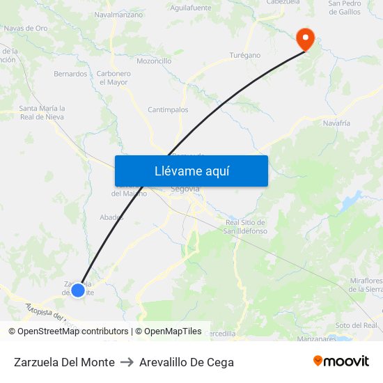 Zarzuela Del Monte to Arevalillo De Cega map