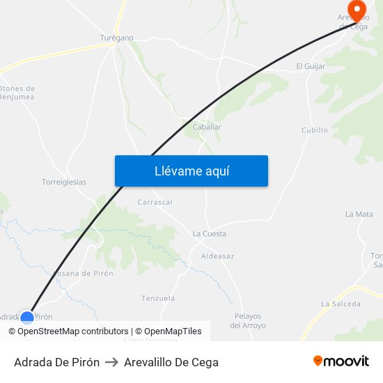 Adrada De Pirón to Arevalillo De Cega map